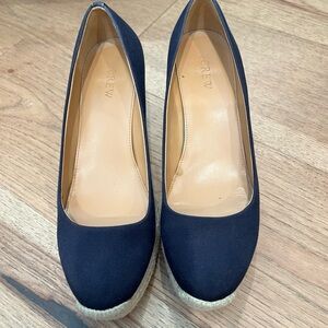 EUC J Crew Women’s Seville Wedge Espadrilles - Navy - 8.5
